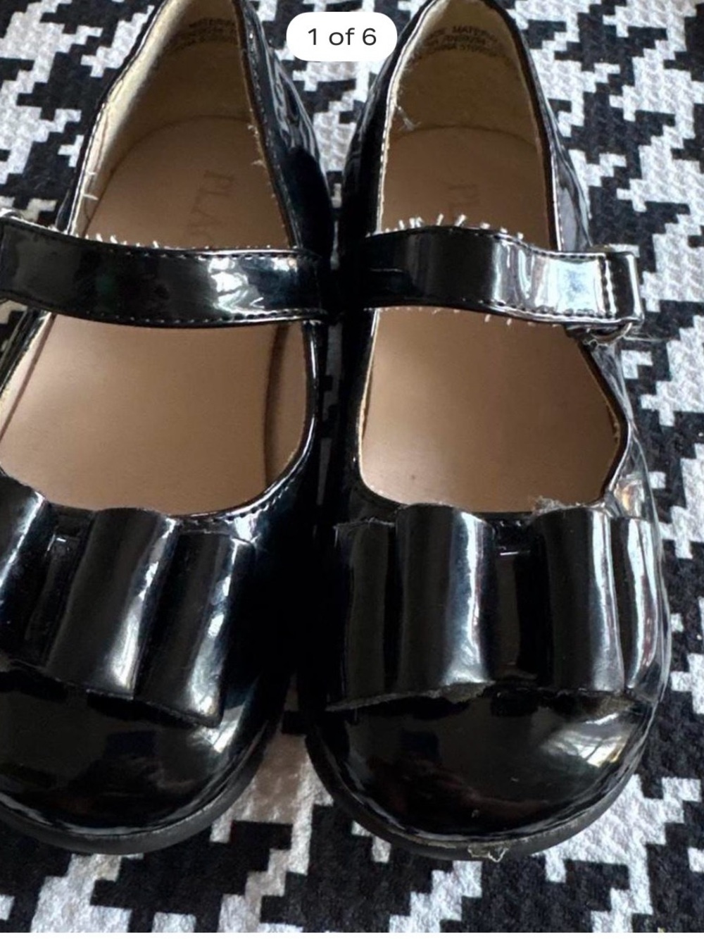 Place Black Patent Mary Jane Shoes with Front Bow